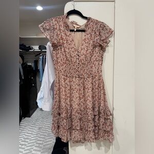 Rebecca Taylor Floral Pink Ruffle Dress